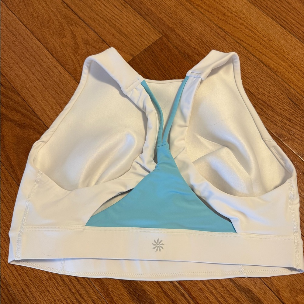 White and Blue Sports Bra - large